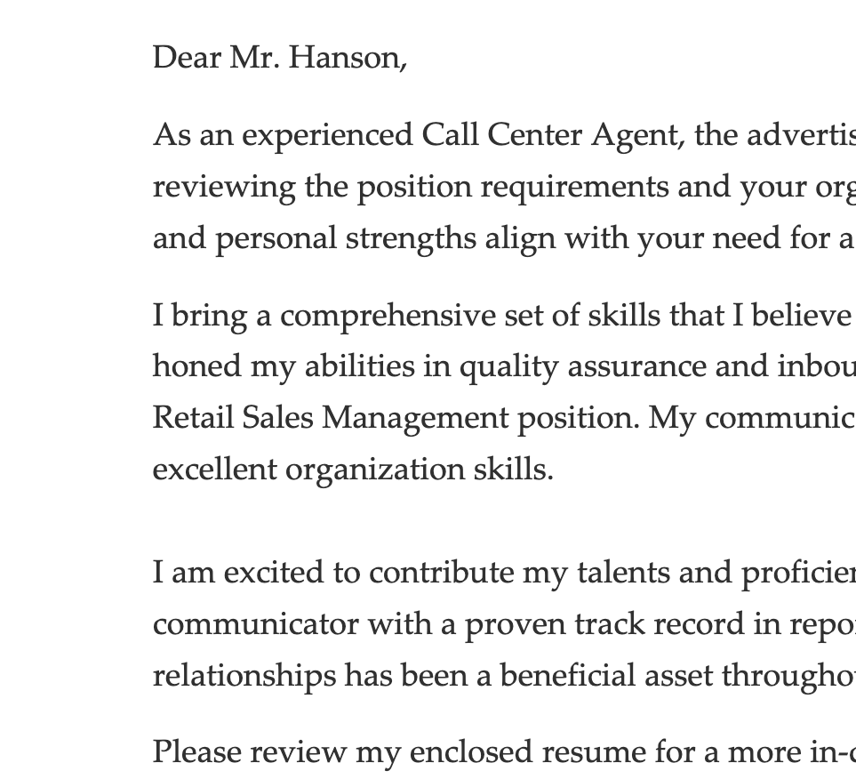 Resume section design screenshot from MyPerfectResume